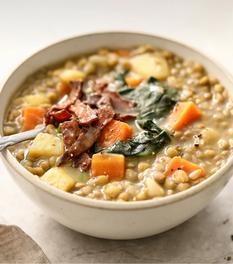 Linsensuppe mit Bacon