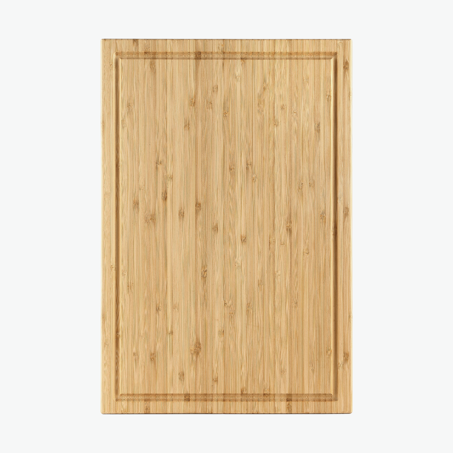 Schneidebrett aus Bambus mit Saftrille, groß (45 × 30 cm), von oben