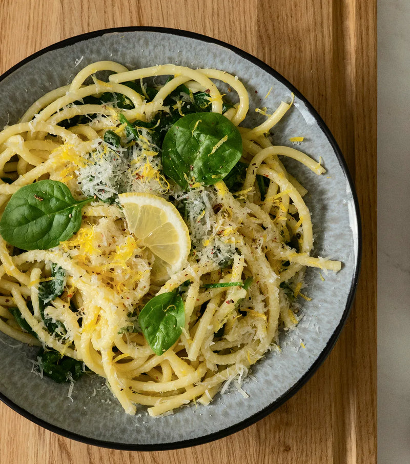 Zitronenbutter-Spaghetti mit Blattgemüse