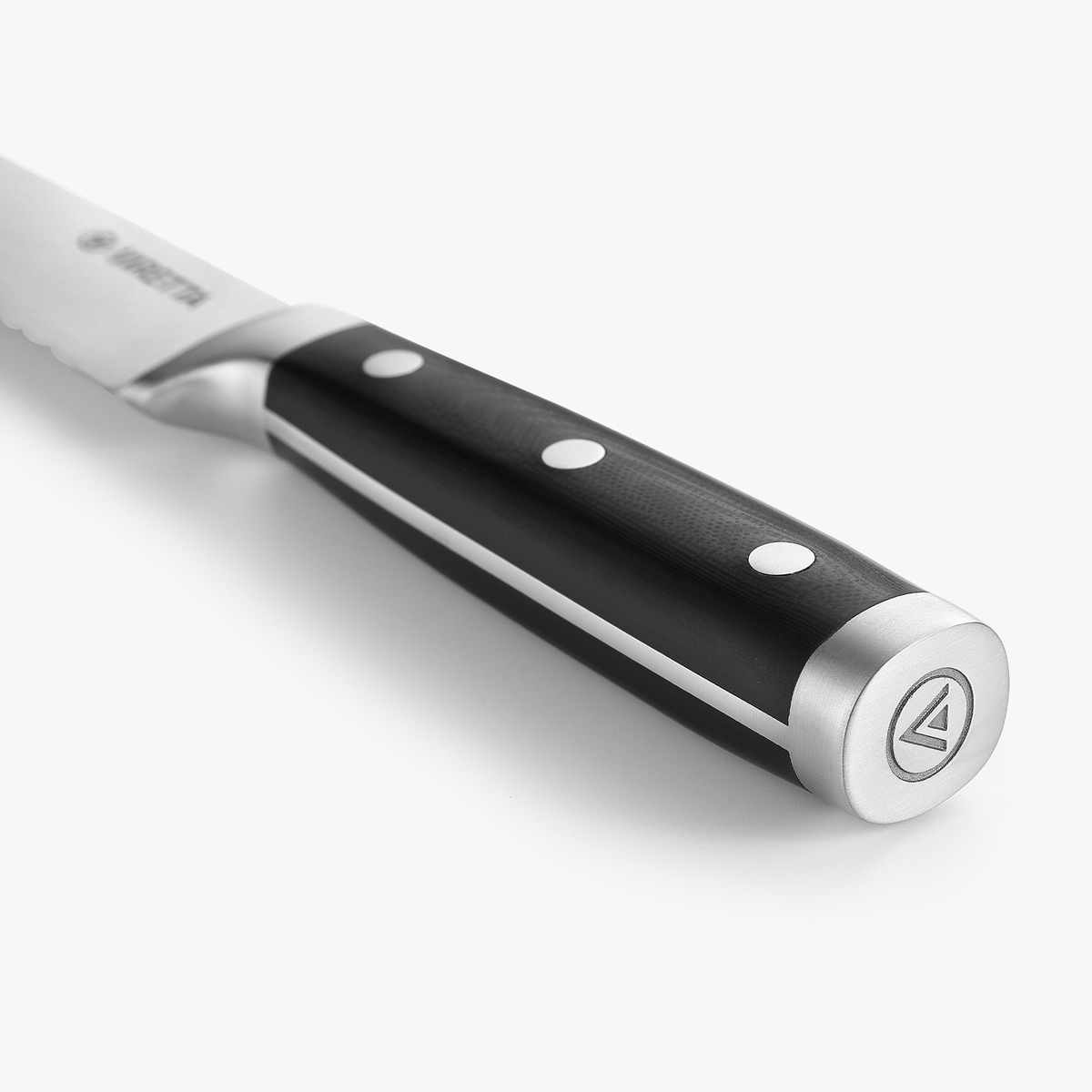 Endkappe und G-10-Griff des Classic Brotmessers, Nahaufnahme