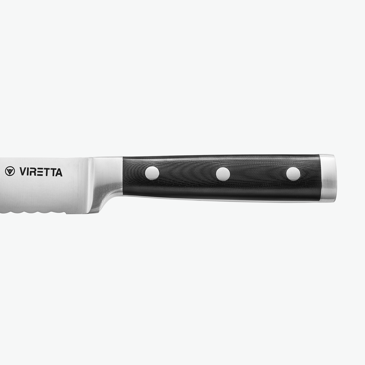 Griff aus G-10 mit drei Nieten am Classic Brotmesser, von der Seite