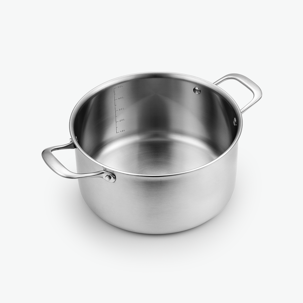 Kochtopf aus 3-Ply Edelstahl, 5,6 l, schräg von vorn