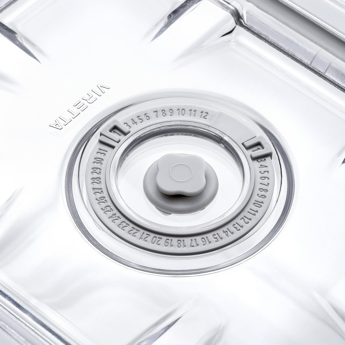 Ventil und Datumsrad im Deckel, Nahaufnahme