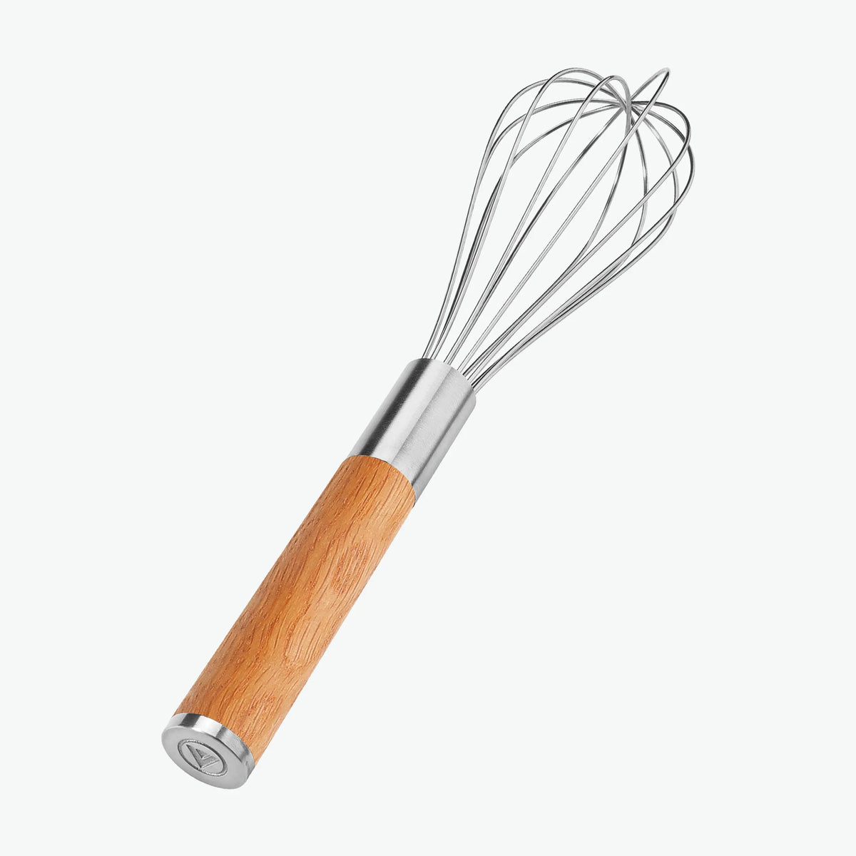 25 cm langer Schneebesen mit Griff aus Eiche, Schrägansicht