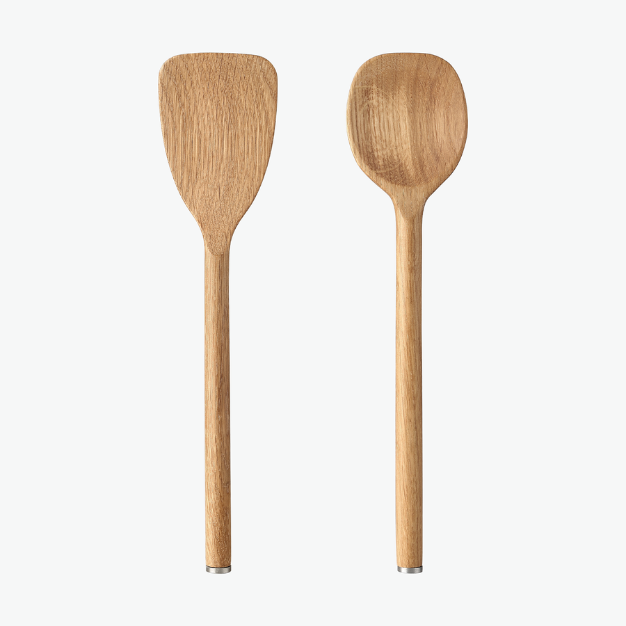 Das Duo-Set aus Eiche mit Pfannenwender und Kochlöffel, von oben
