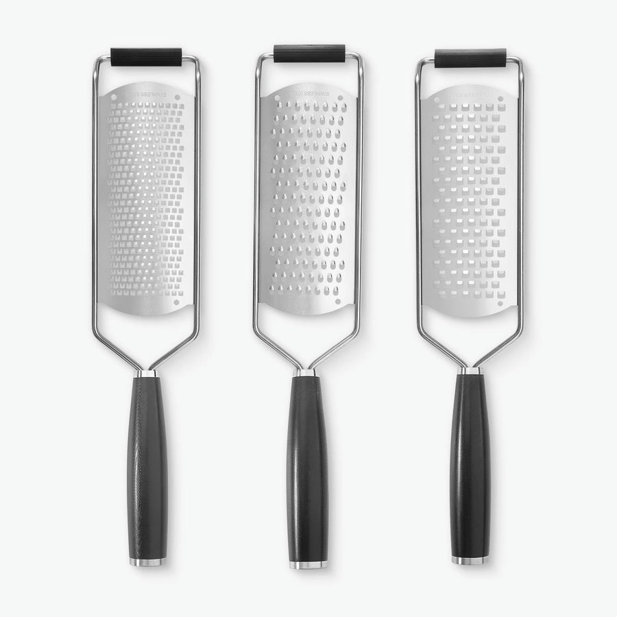 Dreiteiliges Reiben-Set mit Griffen aus G-10 – fein, mittel und grob