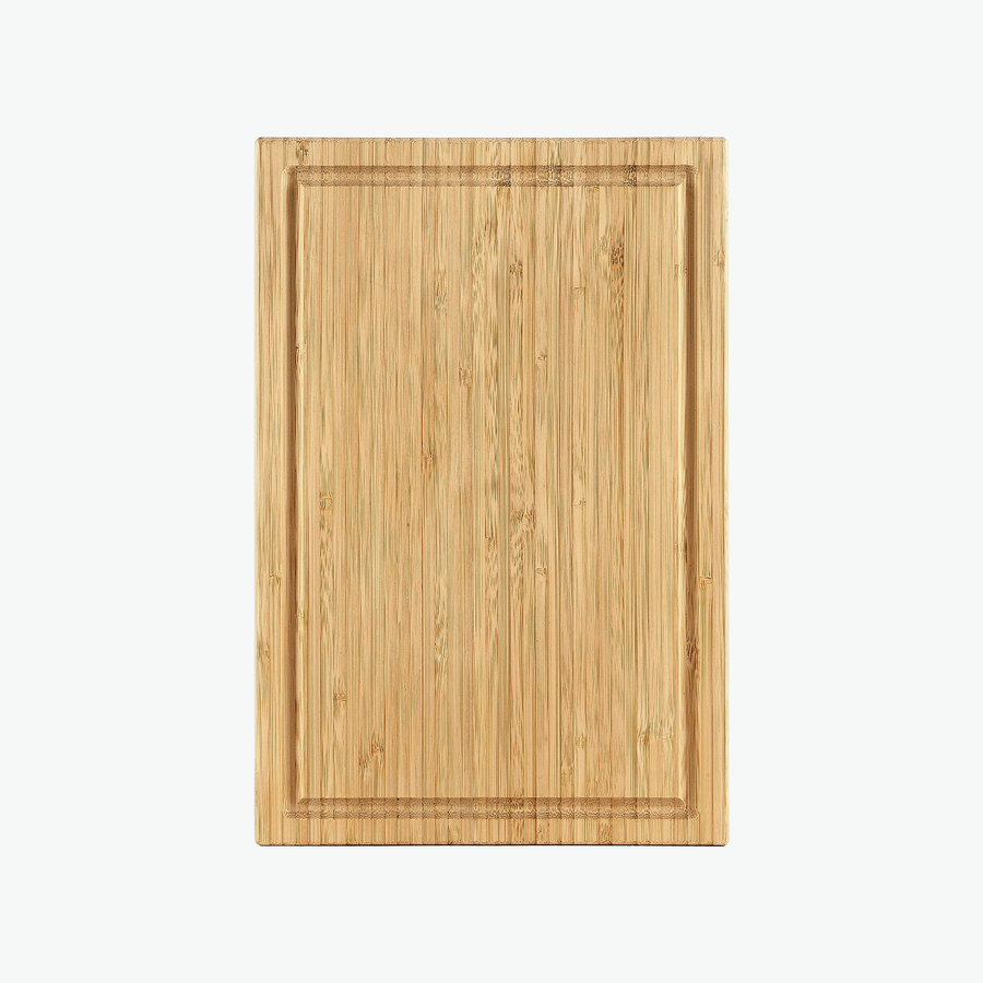 Schneidebrett aus Bambus mit Saftrille, klein (30 × 20 cm), von oben