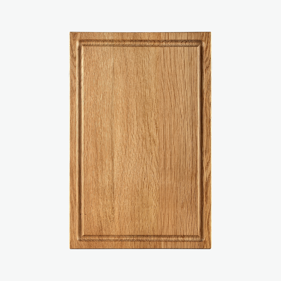 Schneidebrett aus Eiche mit Saftrille, mittel (38 × 25 cm), von oben