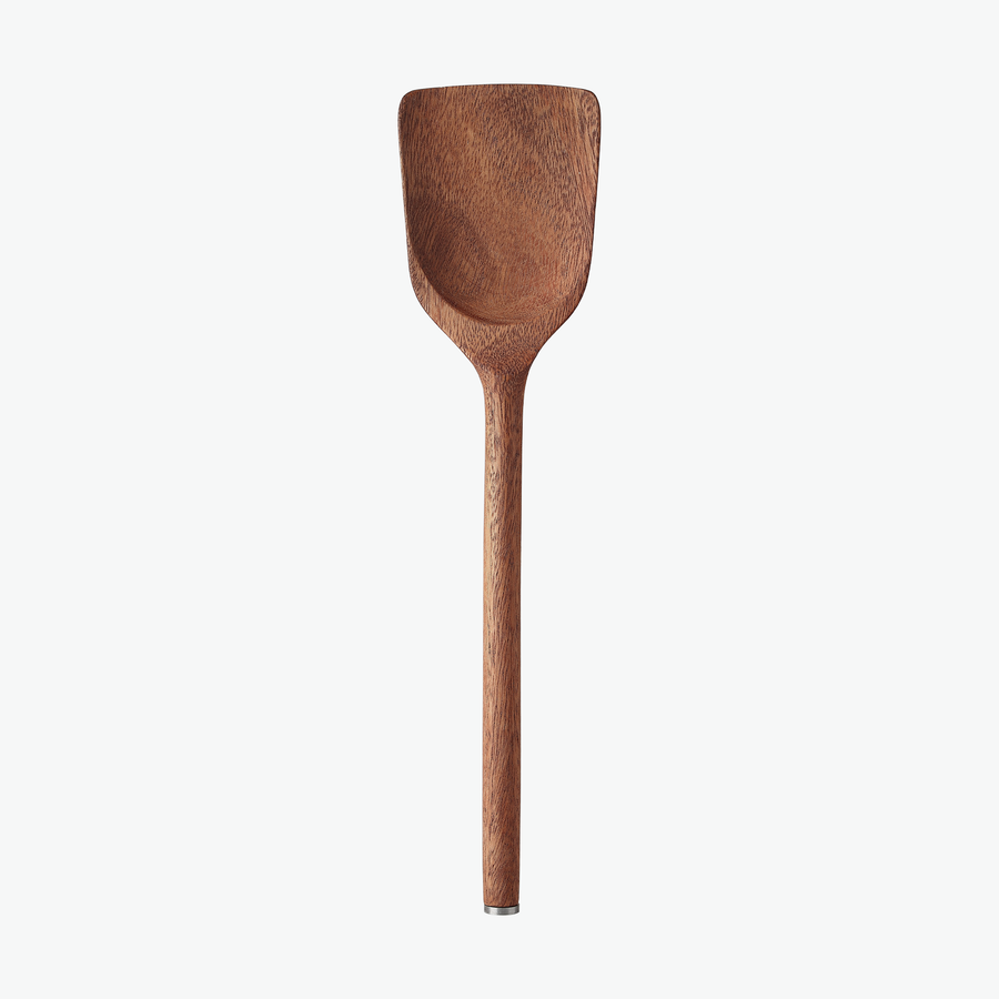 Großer Holzpfannenwender aus Walnuss, von oben